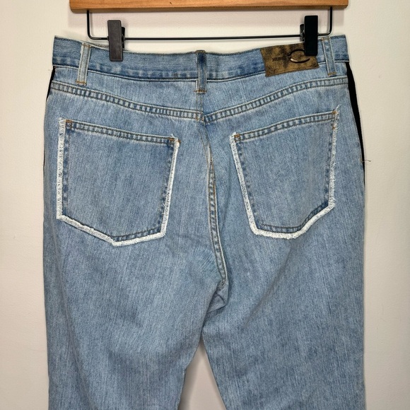 Just Cavalli Mixed Media Leather Panel Flare Jeans Size 32/ EU 46 - Picture 9 of 15